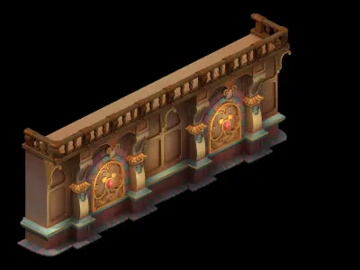 Game Interior Wall 02 3D model