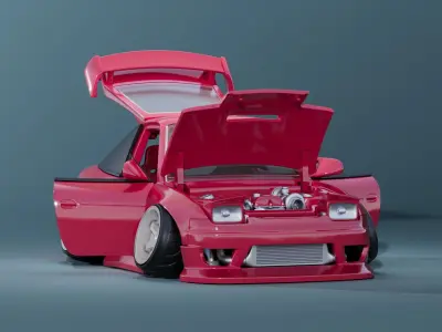 Nissan 200sx s13 tooned car model kit for 3d print 3D print model