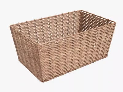 Wicker basket rectangular 02 light brown 3D model