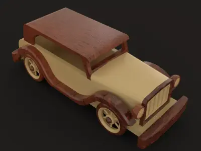 RETRO WOODEN CAR TOY 3D model