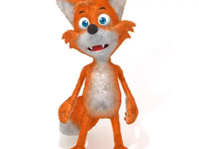 Fox cartoon rigged 3D model