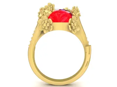 Luxury Oval Gemstone Floral Ring Jewelry 3D Model 3676 3D print model