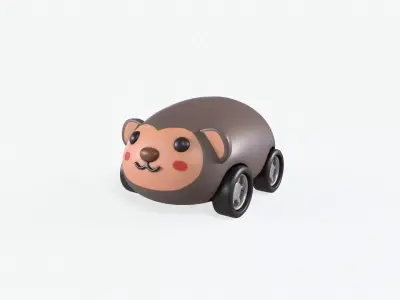Cartoon Monkey Car Cute Low-poly 3D model