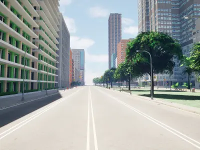 City Downtown Skyscraper Street - Unreal - Lot 02 Low-poly 3D model