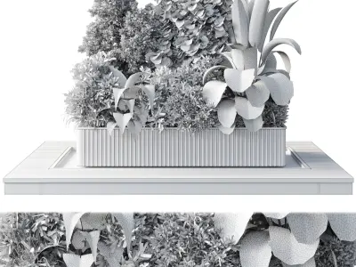 Outdoor plant Collection 114 Wooden box for plant garden 3D model