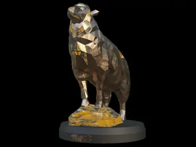 Steampunk Sheep Rock Low-poly 3D model