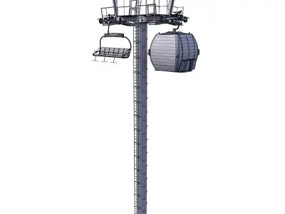 Ski Lift Cableway Car Low-poly 3D model