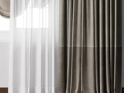 Hadi Curtain With Roman Blind 68 Low-poly 3D model