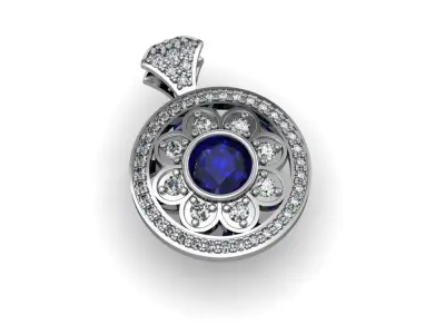 womens flower pendant necklace 3D print model