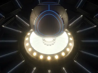 Futuristic Soccer Ball and Stage 3D model