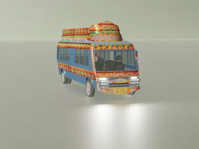 Pakistani Old Bus  Low-poly 3D model
