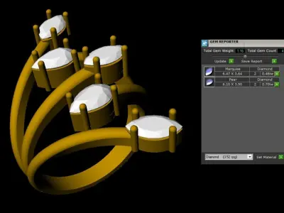  Gold ring adorned with exquisite marquise and pear diamonds 3D print model