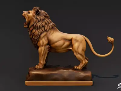 Lion Statue V7 Low-poly 3D model