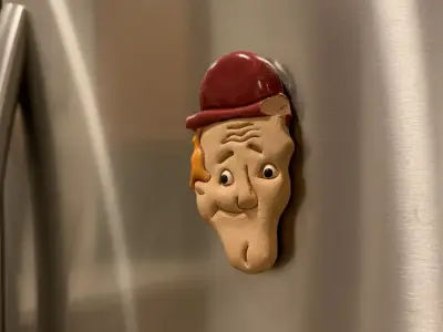 Vintage Cartoon Ceramic Face Magnet  Kitchen Decor PBR 3D model