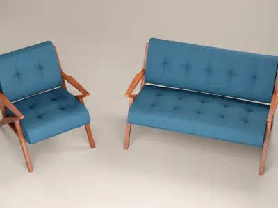 Package Sofa and Armchair with seat  3D model