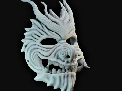 Oni Mask 2 Demon Full Face 3D print model