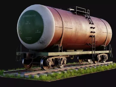 Old Russian Tank Wagon Low-poly 3D model