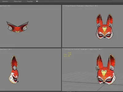 Cartoon rabbit mask - face mask Low-poly 3D model