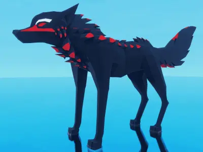 magic wolf Low-poly Game ready PBR  Low-poly 3D model