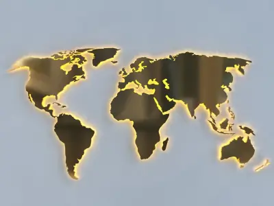 3D model of world map wall decoration with light 3D model