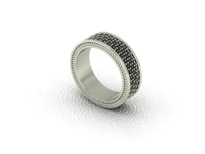 Ring with 3 rows of stone 3D print model