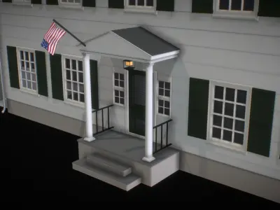 Colonial  House Free low-poly 3D model