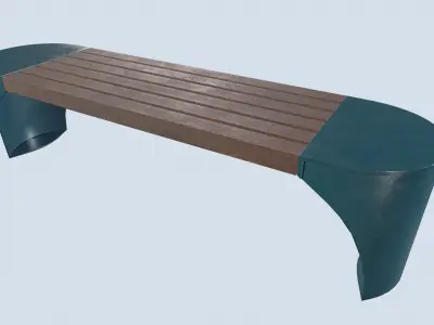 Street bench low poly pbr game ready Free low-poly 3D model