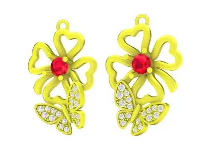 A6788 Luxury Diamond Flower Butterfly Women Pendant 3D print model