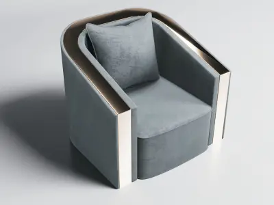 3D Brass And Grey Modern Armchair 3D model 3D model