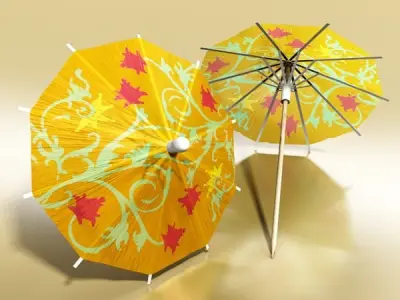 High Detailed Cocktail Umbrella 3D model