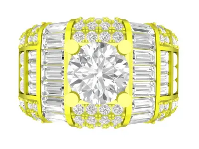 6964 Luxury Baguette Diamond Men Ring 3D print model