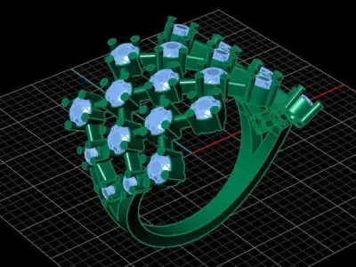 Honeycomb Style Diamond Golden Ring 3D print model