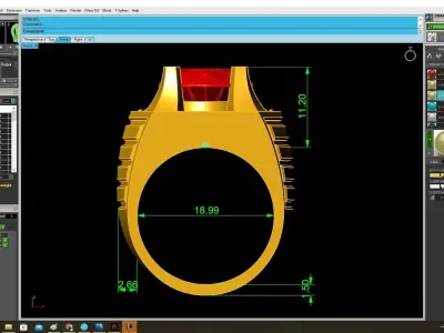 Luxury Octagon Ruby and Diamond Statement Ring for Men 3875 3D print model