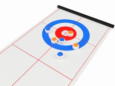 Curling and Shuffle Board Table Game 3D model