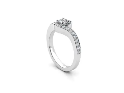 ZDR018 diamond engagement ring gold 3D print model