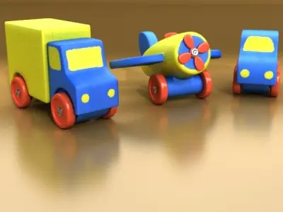 Wooden Toy Car Truck 3D model