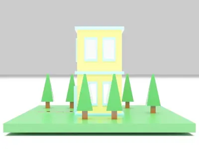 Two-Story House Building Cartoon Free low-poly 3D model