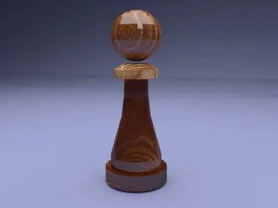 Chess set wooden piece Free low-poly 3D model