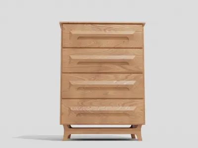 Dresser wooden chest of drawers Low-poly 3D model