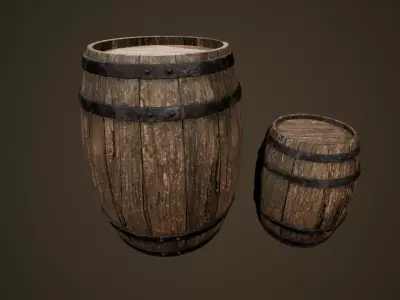 Barrels - PBR Game Ready two wooden Low-poly 3D model