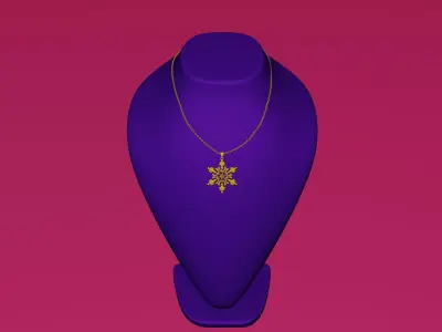 Golden Snowflake Pendant 3D model