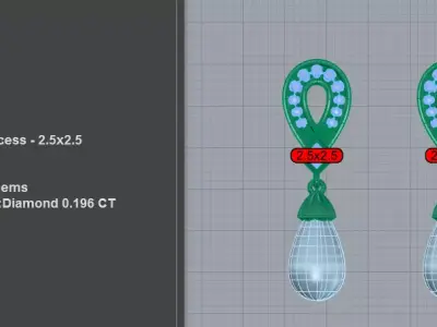 Glamorous Horseshoe Pearl Drop Earrings Diamond 3D print model