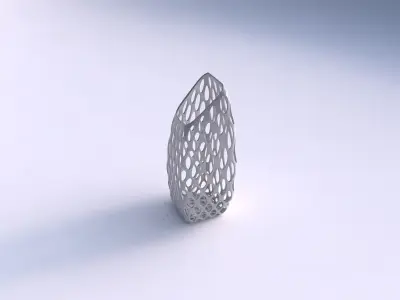 Vase bent rectangle with bubble grid lattice 3D print model