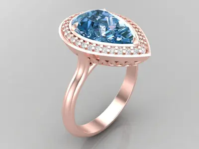 Ring M61 The luxury female ring with gems wedding 3D print model
