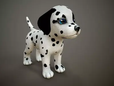 Dalmatian stuffed dog Low-poly 3D model