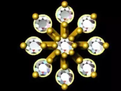 Quallets gold snowflake with diamonds Free 3D print model