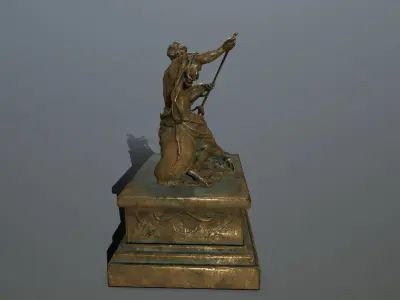 Neptune Statue Low-poly 3D model 2