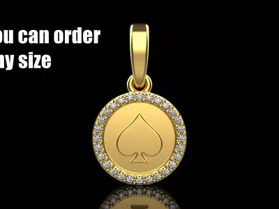 Card spades pendant model 609 3D print model