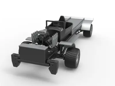 Pulling truck 4wd nacked Scale 1 to 25 3D print model