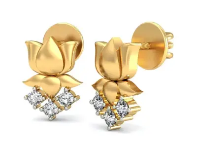Solitaire Women Flower Drop Earring 3D print model